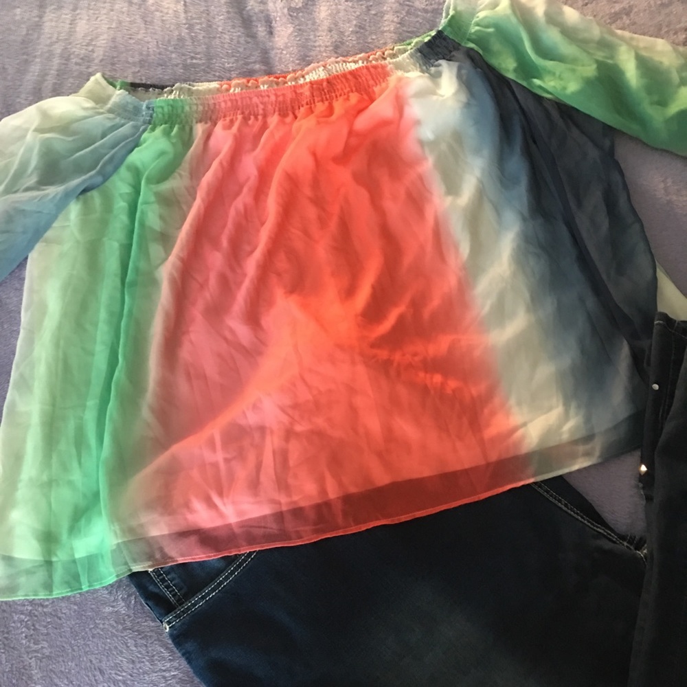 Off the shoulder multicolor top by Lane Bryant